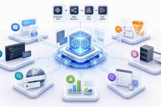 AI agent connected to coding, customer service, research, data analysis, sales, and business workflows