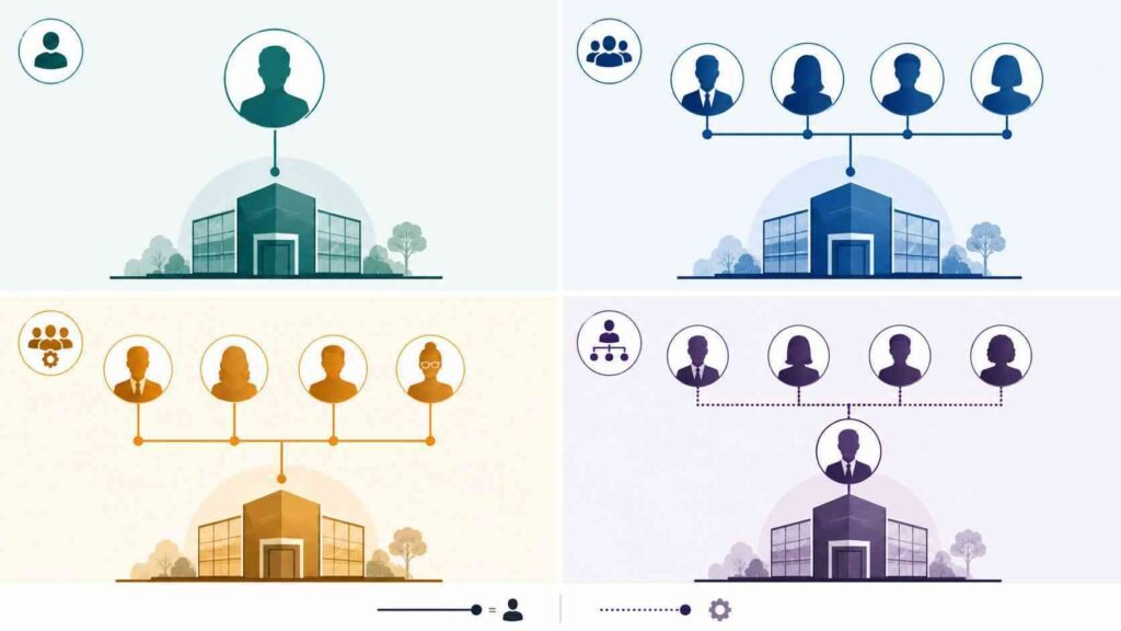 Illustration comparing common LLC ownership and management structures